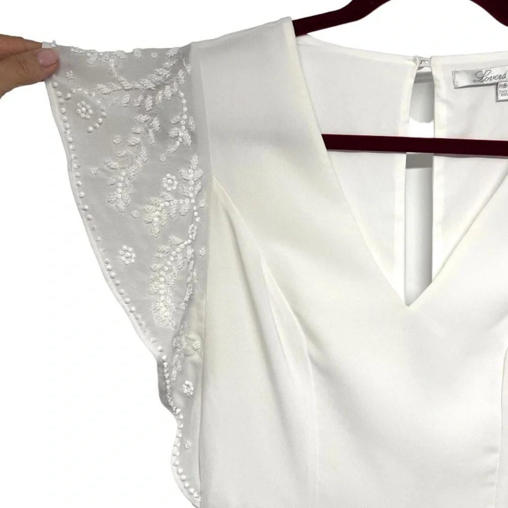 Lovers + Friends The Roma White Beaded Fit & Flare Mini Dress Women’s Small - Picture 8 of 13